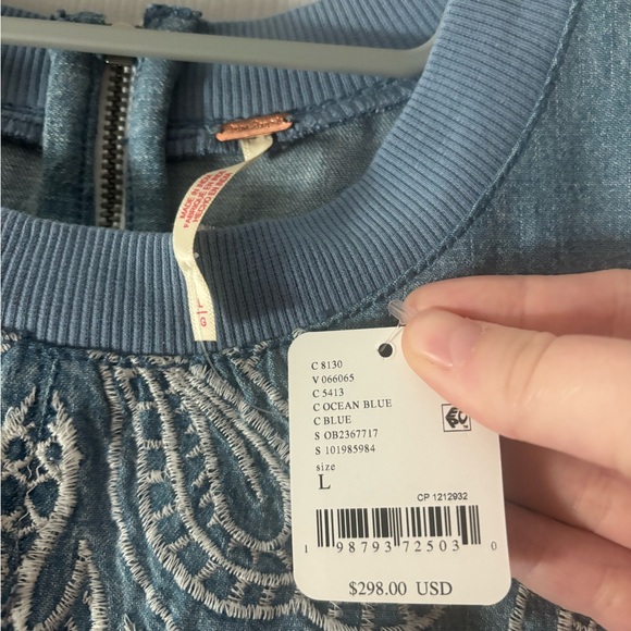 Free People Denim Blue Dress with White Embroidery - Picture 5 of 7